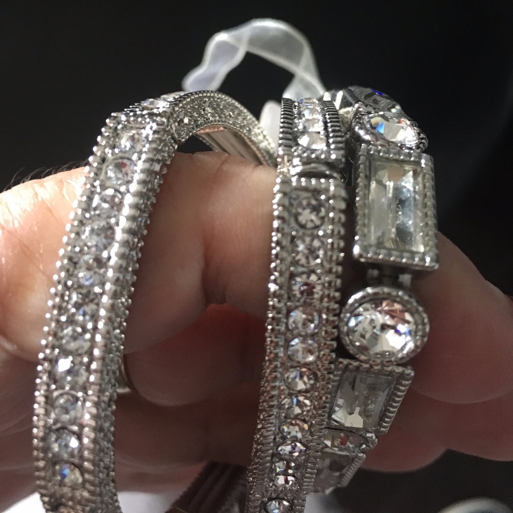 Natasha set of 3 Glitzy Bracelets Pave & Bezel
